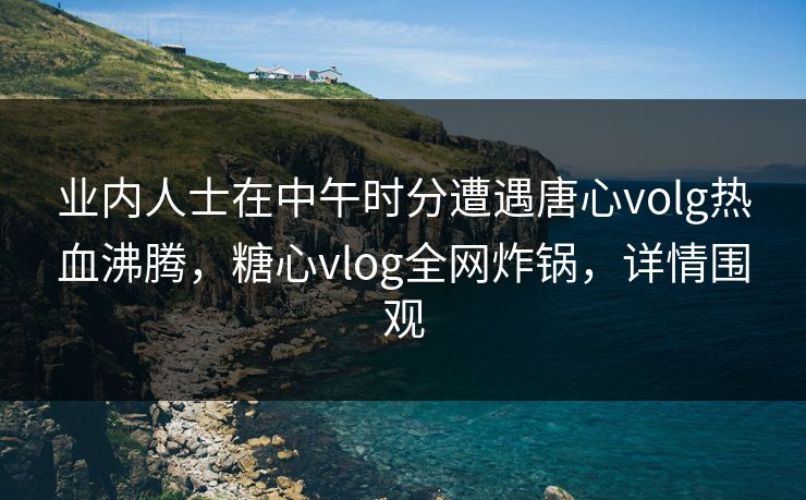 业内人士在中午时分遭遇唐心volg热血沸腾，糖心vlog全网炸锅，详情围观
