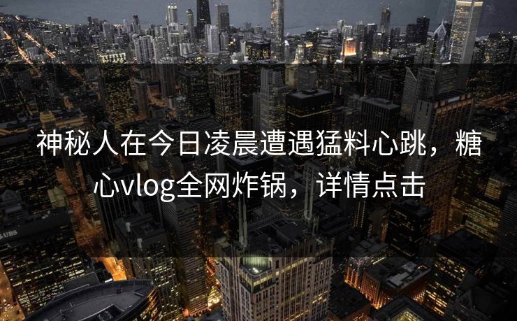 神秘人在今日凌晨遭遇猛料心跳，糖心vlog全网炸锅，详情点击