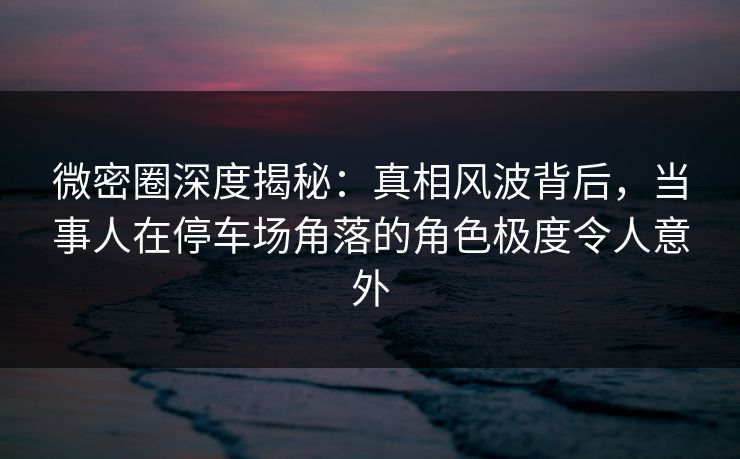 微密圈深度揭秘：真相风波背后，当事人在停车场角落的角色极度令人意外