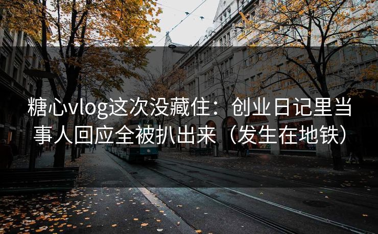 糖心vlog这次没藏住：创业日记里当事人回应全被扒出来（发生在地铁）
